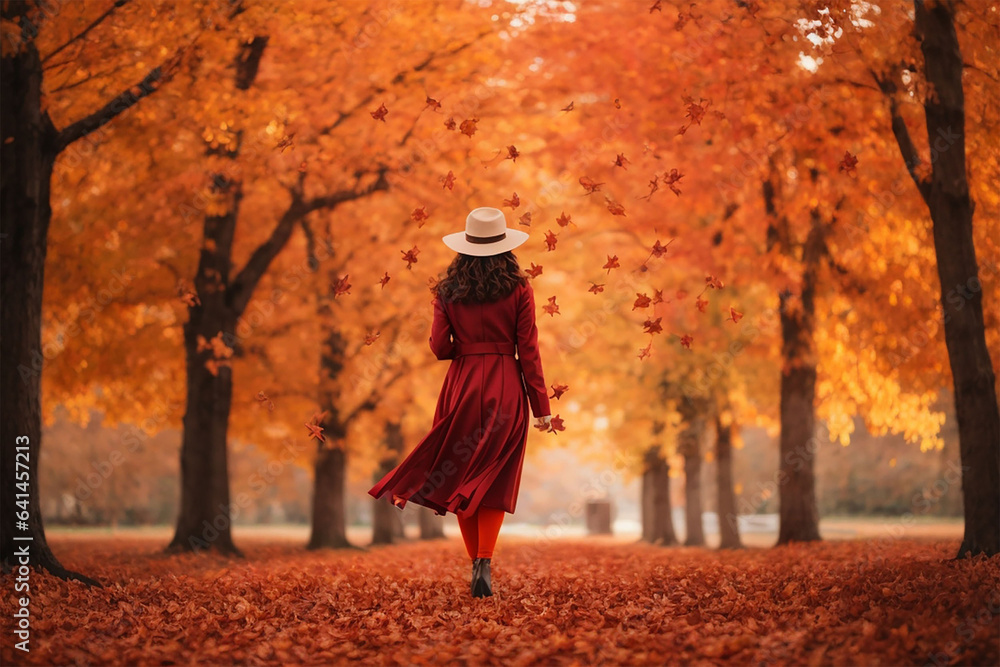 Fototapeta premium 休日に紅葉を楽しむ Generative AI