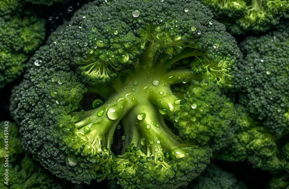 Broccoli top view. Generate Ai Broccoli top view. Generate Ai