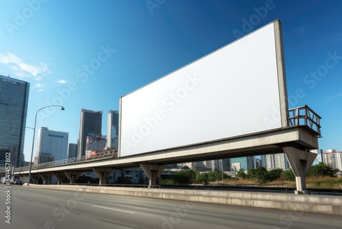 Big empty billboard in big city, empty billboard with copy space for text or content, empty billboard mockup in big city. Place for advertising.