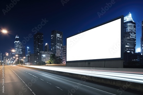 Big empty billboard in big city  empty billboard with copy space for text or content  empty billboard mockup in big city. Place for advertising.