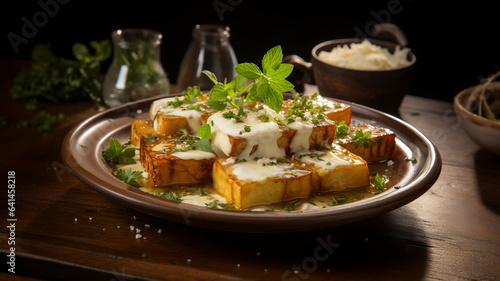 Paneer Artistry: A Delectable Indian Dish with Parsley and a Flavorsome Sauce