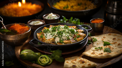 Exquisite Indian Fare: Paneer Cheese Infused with Parsley and Luscious Sauce, restaurant menu