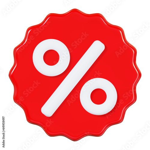 Red 3d sign percent discount on isolated background. Voucher gift. Stock vector illustration..