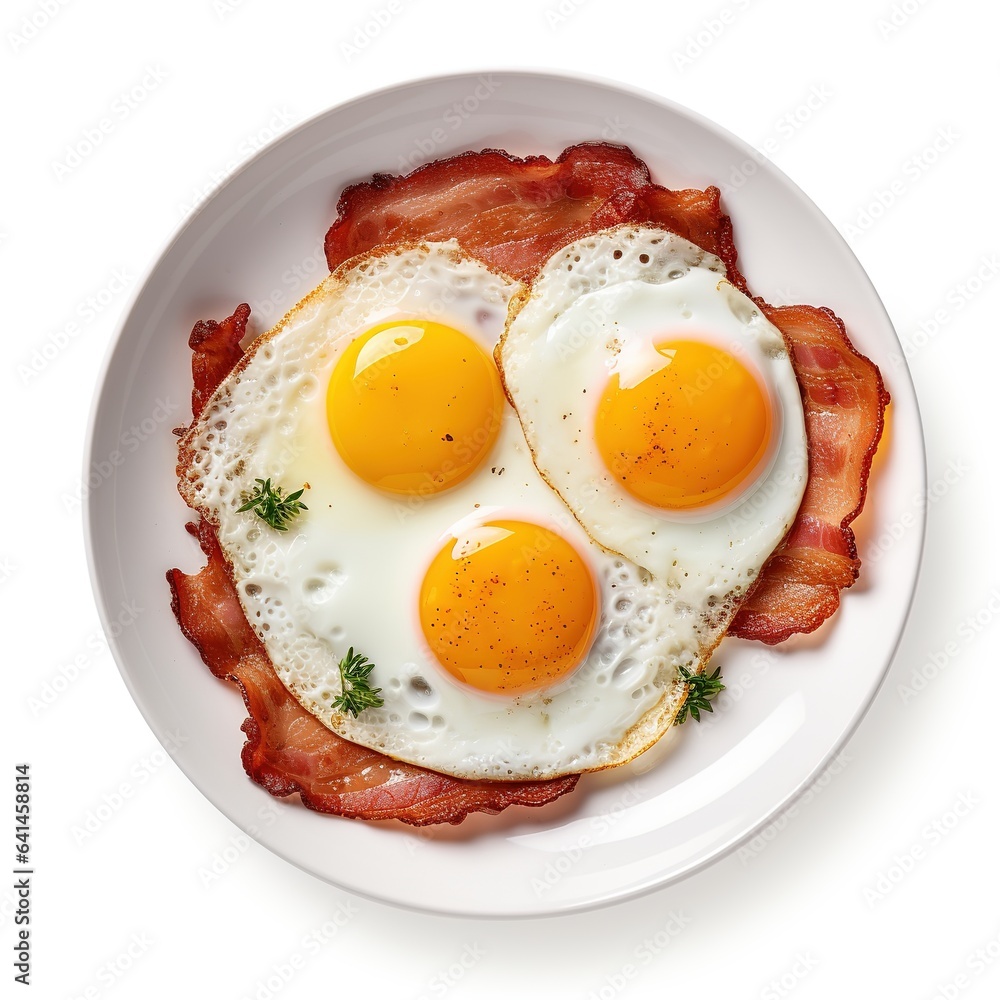Fried eggs and bacon on a plate Fried eggs and bacon on a plate