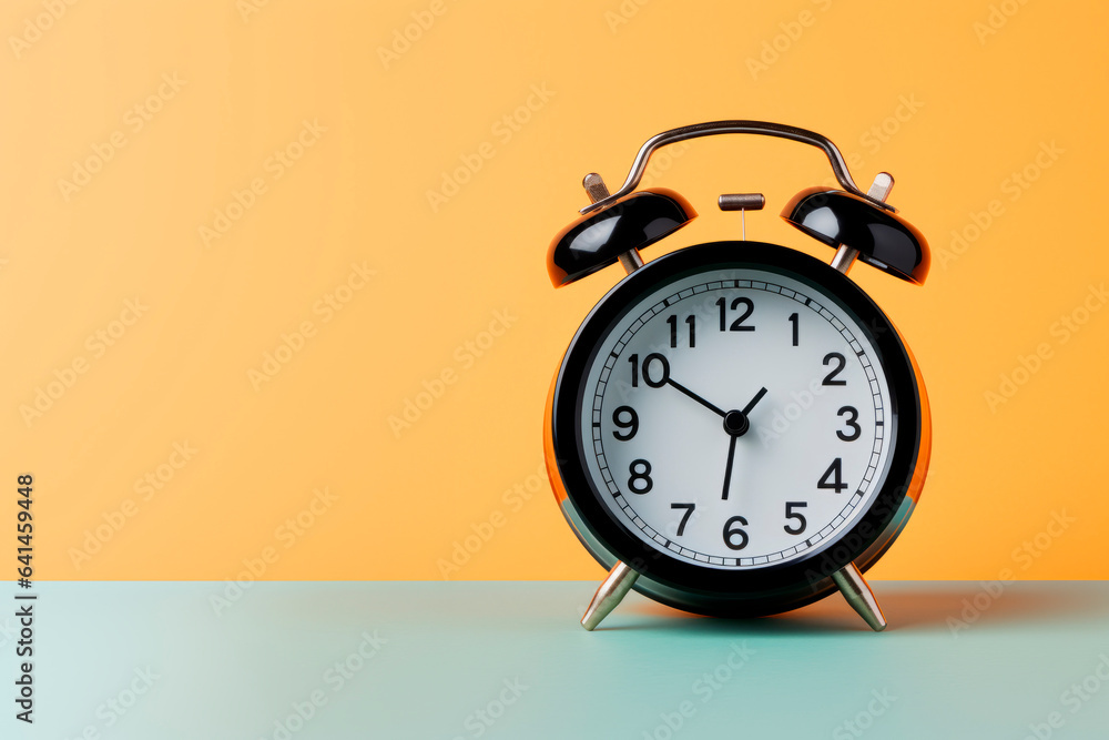 Black alarm clock on a bright background. switching the hands of the clock to winter time. switching the clock hands to daylight saving time. Black alarm clock on a bright background. switching the hands of the clock to winter time. switching the clock hands to daylight saving time.