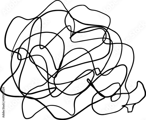 Twisted abstract texture in doodle style. Mess or complexity concept