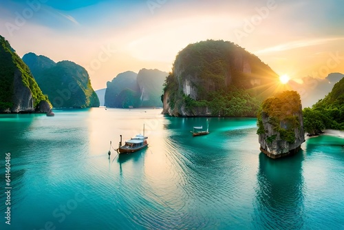 sunset over the river