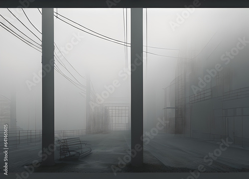 Foggy dark city, Generative AI photo