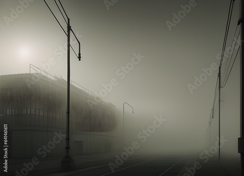 Foggy dark city, Generative AI photo