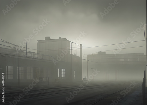 Foggy dark city, Generative AI photo