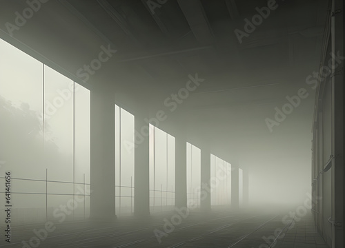 Foggy dark city, Generative AI photo