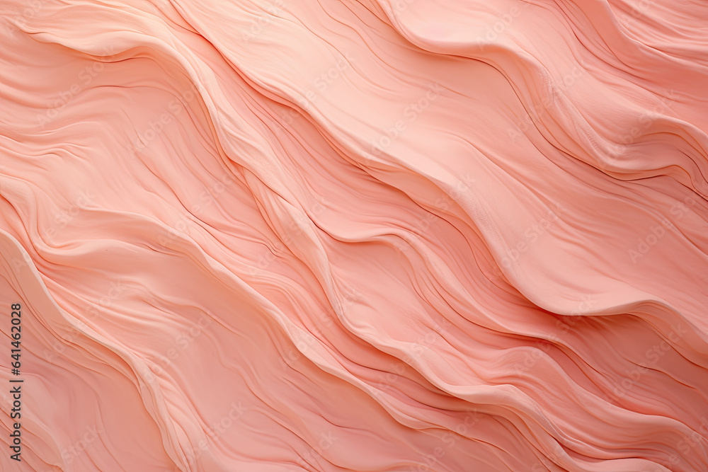 fondo de pared abstracto de color rosa salmon con textura, con formas onduladas y las