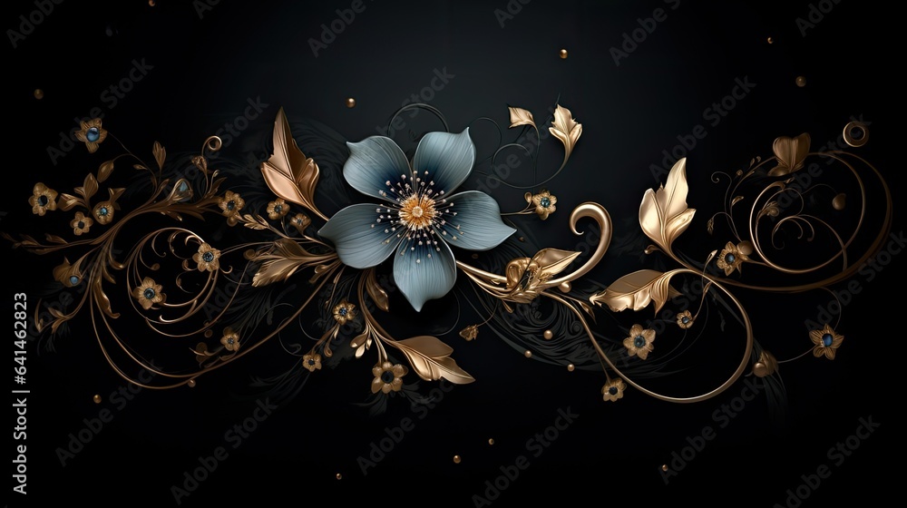 a black floral ornament in a retro design, featuring ornate flowers and elegant curls, capturing the essence of vintage elegance. a black floral ornament in a retro design, featuring ornate flowers and elegant curls, capturing the essence of vintage elegance.
