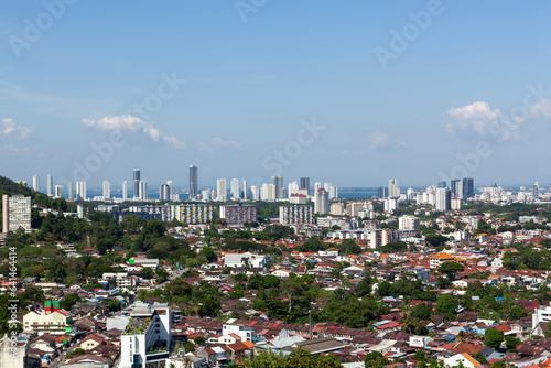 Gerogetown, Penang. Skyline view of the city from the Kek Lok Si Temple. Skyline George Town view on sunny day. photo