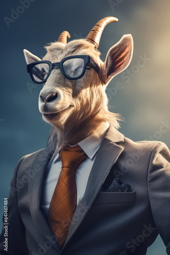 Goat business outfit trendy model pose generative ai © Gilang