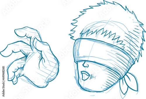 Man with covered eyes