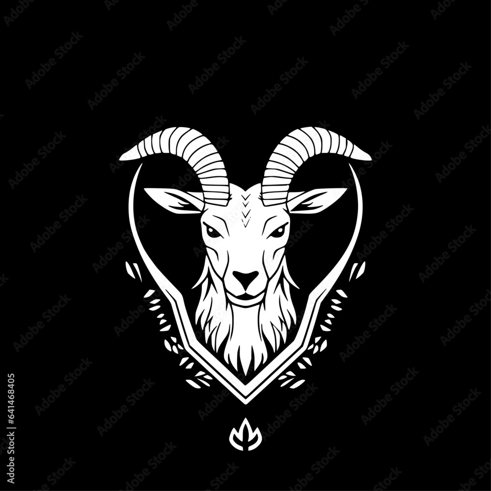 Fototapeta premium Goat - Black and White Isolated Icon - Vector illustration