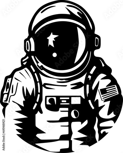Astronaut - Black and White Isolated Icon - Vector illustration