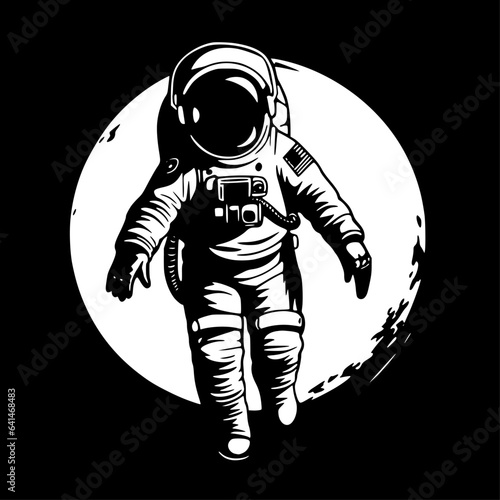 Astronaut - Black and White Isolated Icon - Vector illustration