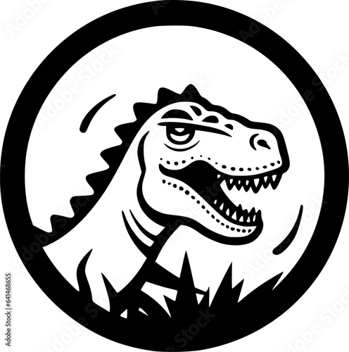 Dino - Black and White Isolated Icon - Vector illustration