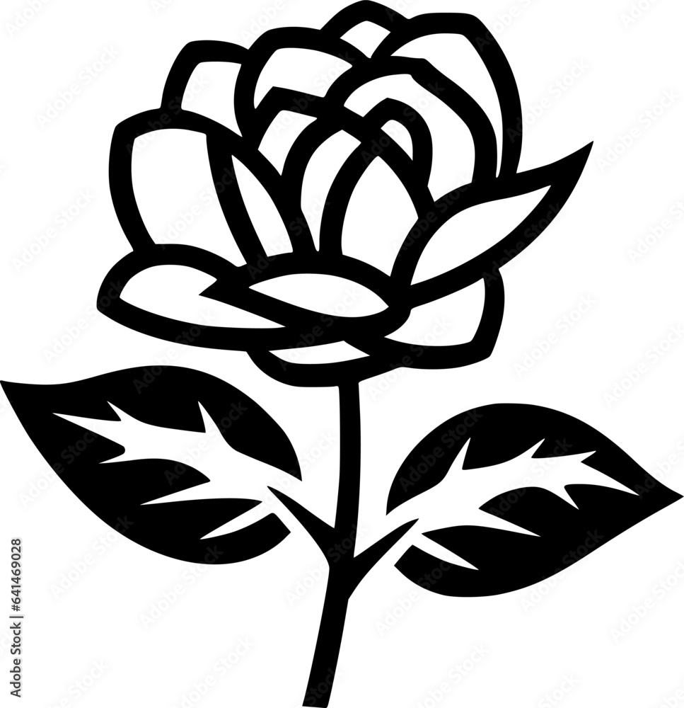 Obraz premium Flowers - Black and White Isolated Icon - Vector illustration