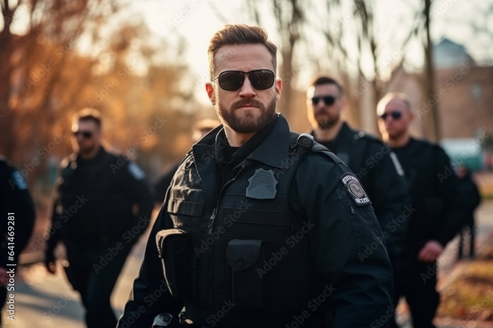 Fototapeta premium Group of police officers on patrol