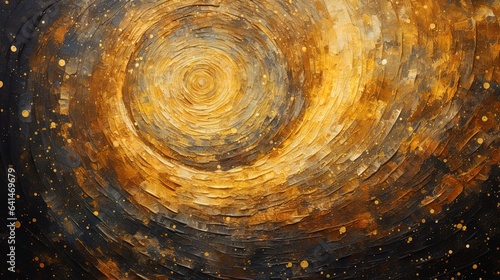 Golden spiral, gold vortex with light brush strokes for luxury background. Unique and exclusive lavish card for celebration, business, greetings. Surreal, abstract beautiful motion.