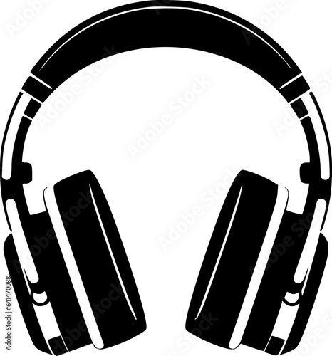 Headphones | Black and White Vector illustration