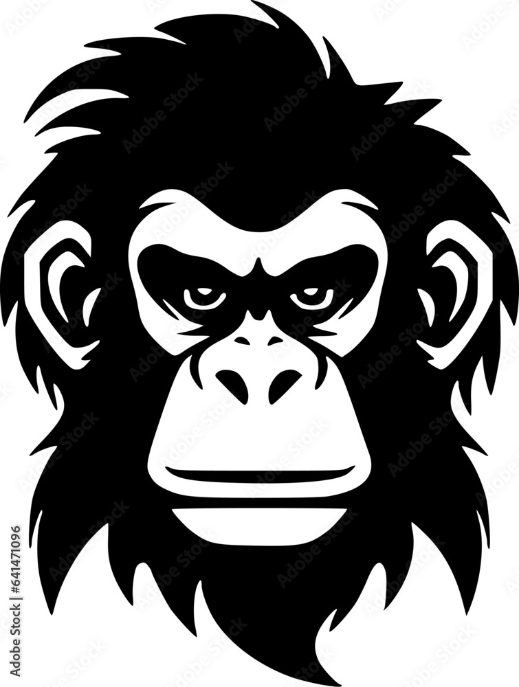 Monkey - Black and White Isolated Icon - Vector illustration