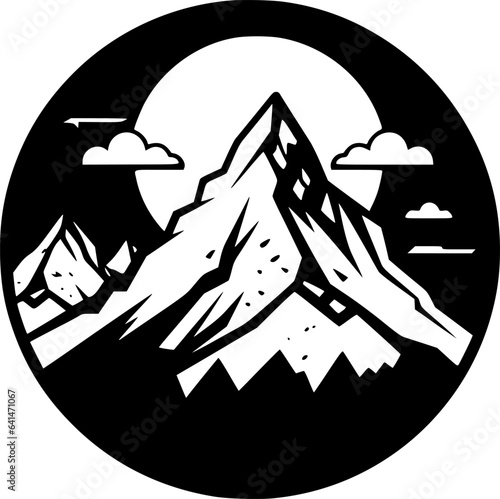 Mountains - Black and White Isolated Icon - Vector illustration