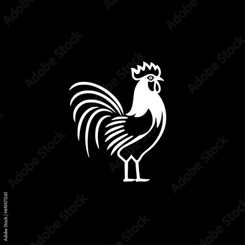 Rooster | Black and White Vector illustration