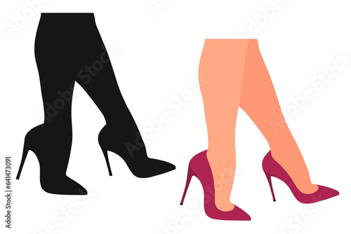 Sketchy image of the silhouette of womens shoes. Shoes stilettos, high heels