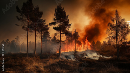 Forest fire, huge fire disaster © PaulShlykov