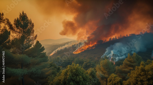 Forest fire, huge fire disaster