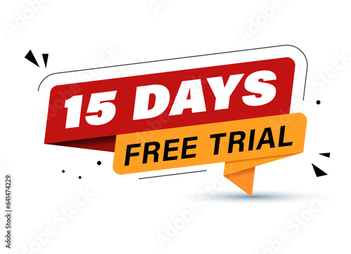 15 days Free trial Banner Design. 15 day free banner background. Ribbon style free 15 days trial offer background