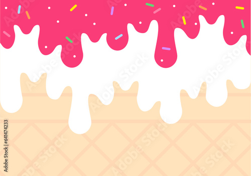 Pink delicious tasty abstract background. Decoration banner themed Lol surprise doll girlish style. Invitation card template. Colorful confetti sprinkle pattern wallpaper