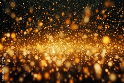 Abstract luxury swirling gold background with gold particle. Christmas Golden light shine particles bokeh on dark background © Tatiana 