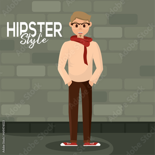 Isolated handsome male hipster character Vector