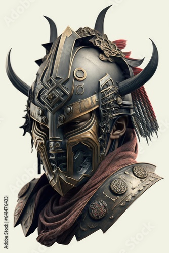 Samurai's Resilience: A Dystopian Warrior in Protective Armor and Mask