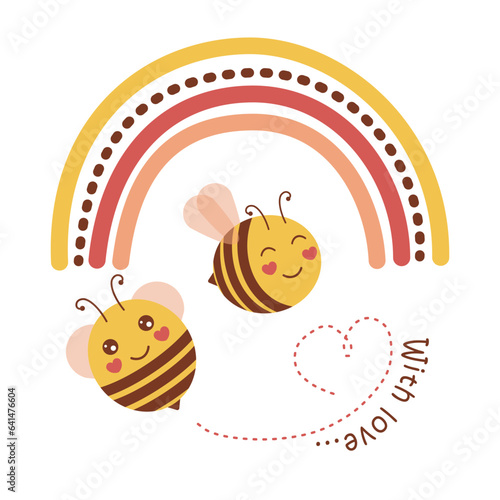 Cheerful bees. Stickers, pattens, backgrounds