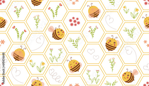 Cheerful bees. Stickers, pattens, backgrounds
