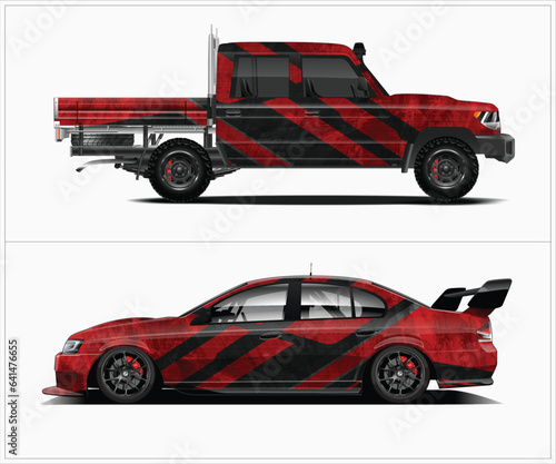 Pick up wrap design vector. Graphic abstract stripe racing background kit designs for wrap vehicle