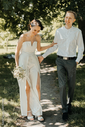 Young wedding couple on their wedding