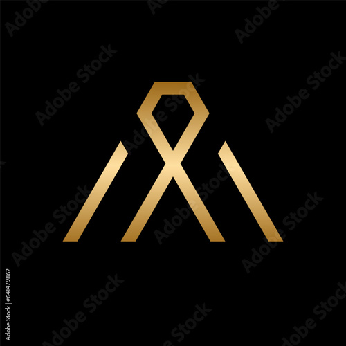 Letter A diamond minimal luxury gold logo design
