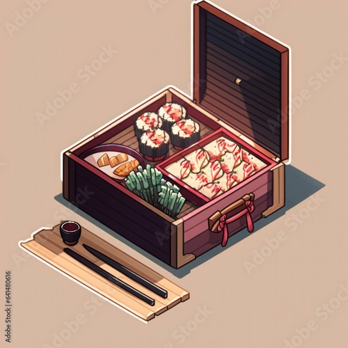 Delicious Bento Sushi Box with Chopsticks for a Flavorful Meal Experience