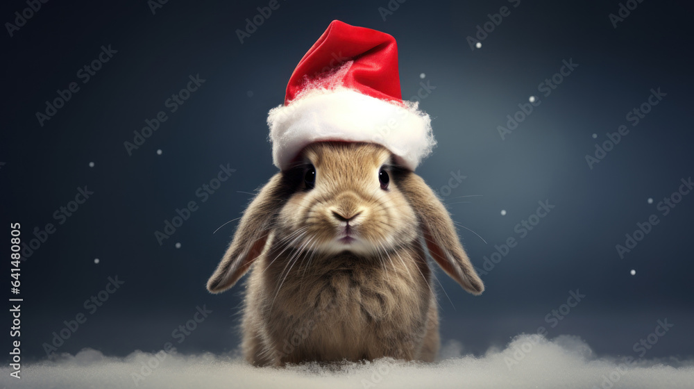 Süßer Hase mit Weihnachtsmütze. Süßer Hase mit Weihnachtsmütze.
