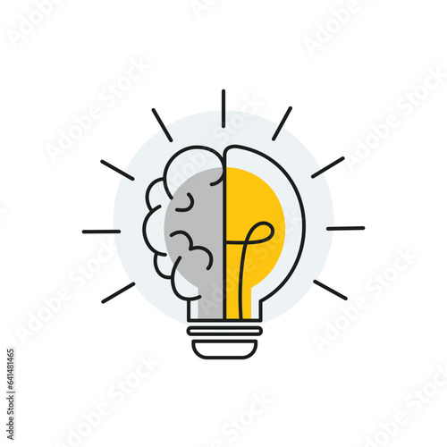 Half Brain Half Lightbulb Icon. Creative Idea Vector Illustration Representing Ideas, Creativity, Mind Knowledge and Technology