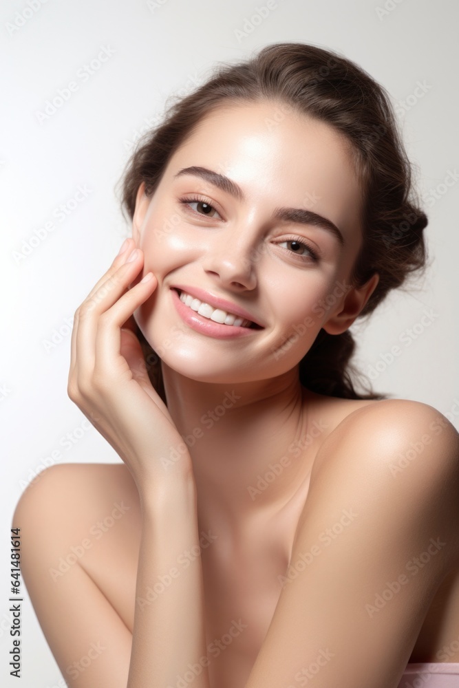 Beautiful young female model in concept of skin care Beautiful young female model in concept of skin care