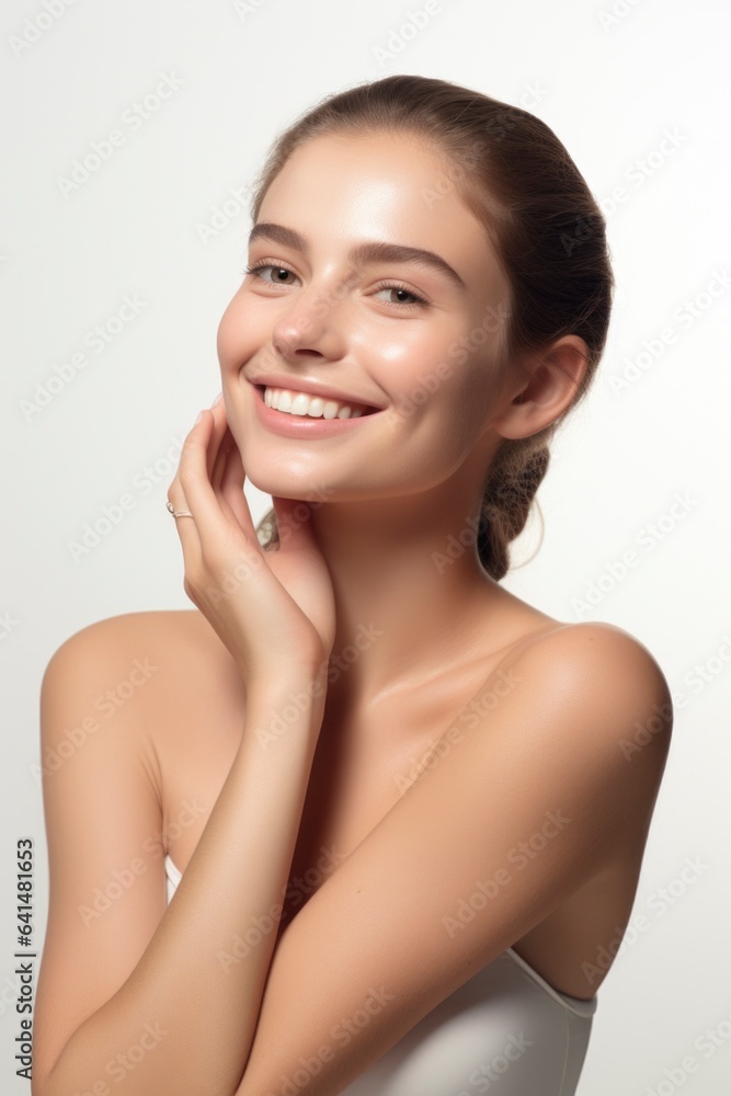 Beautiful young female model in concept of skin care Beautiful young female model in concept of skin care