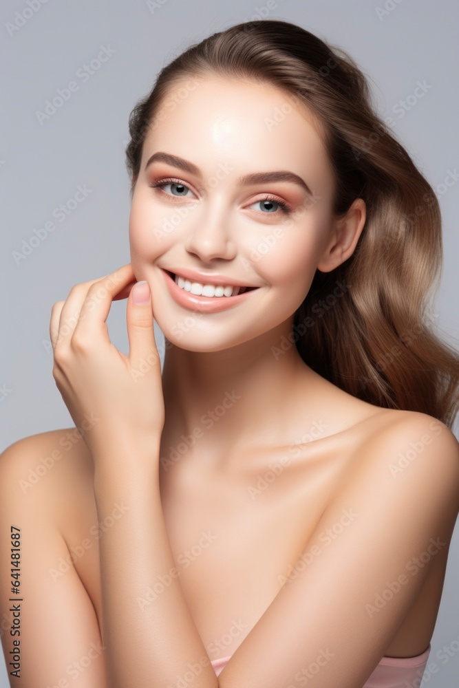 Beautiful young female model in concept of skin care Beautiful young female model in concept of skin care